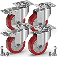 GBL - 4 Ruedas para Muebles + Tornillos 600KG | 100mm Ruedas Giratorias- Rueda Pivotantes- Ruedas Con Freno Industrial…